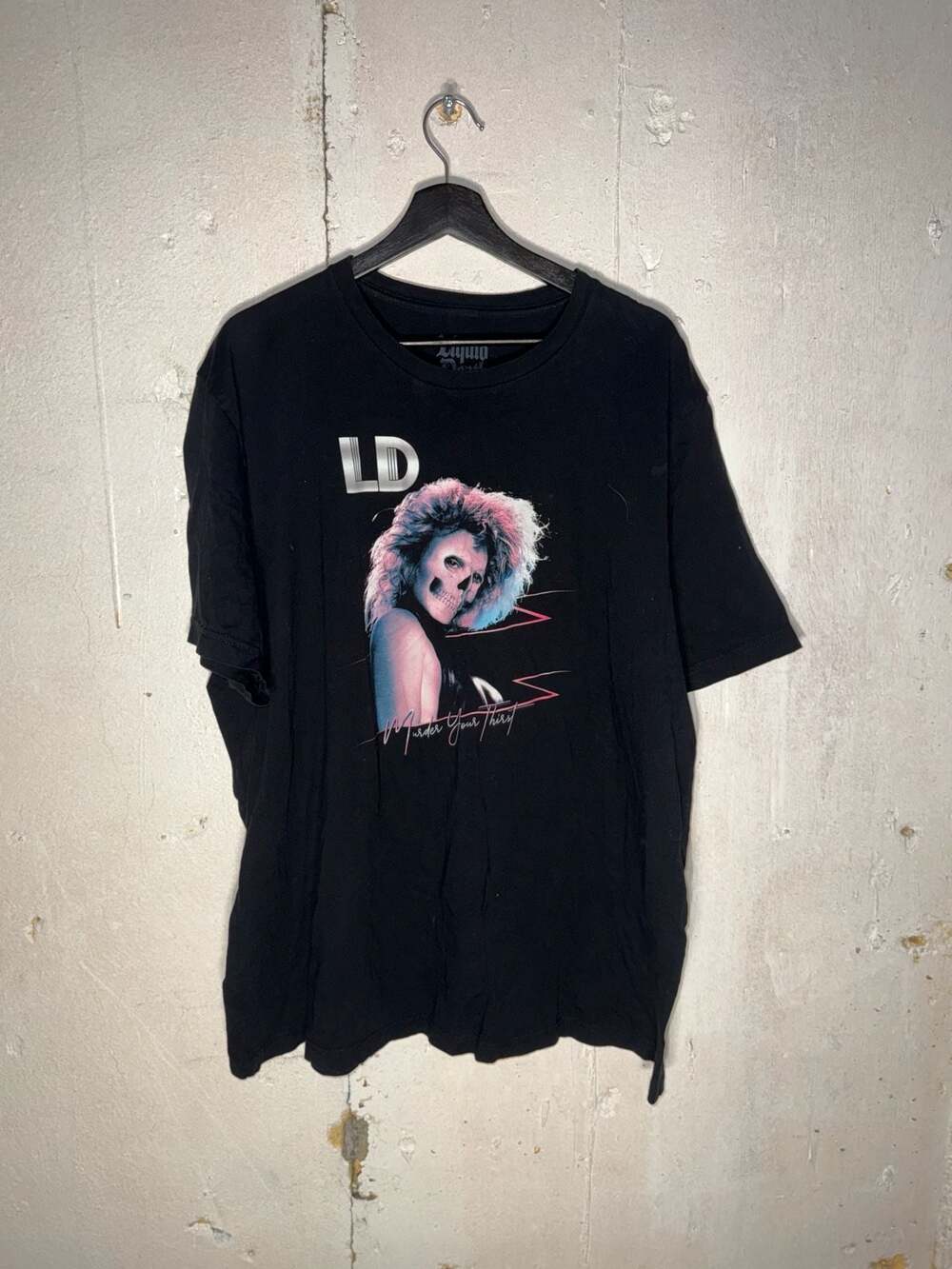 Liquid Death 80s Retro Skull Big Hair Murder Your Thirst Black T-Shirt